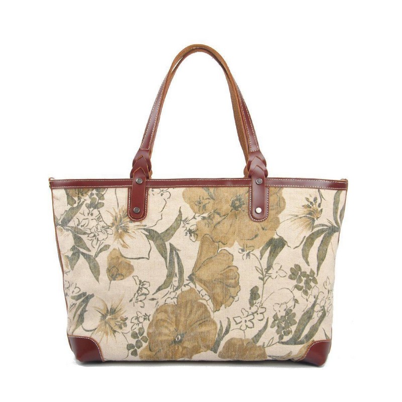 Женская городская сумка Flower кремово-зеленая фото