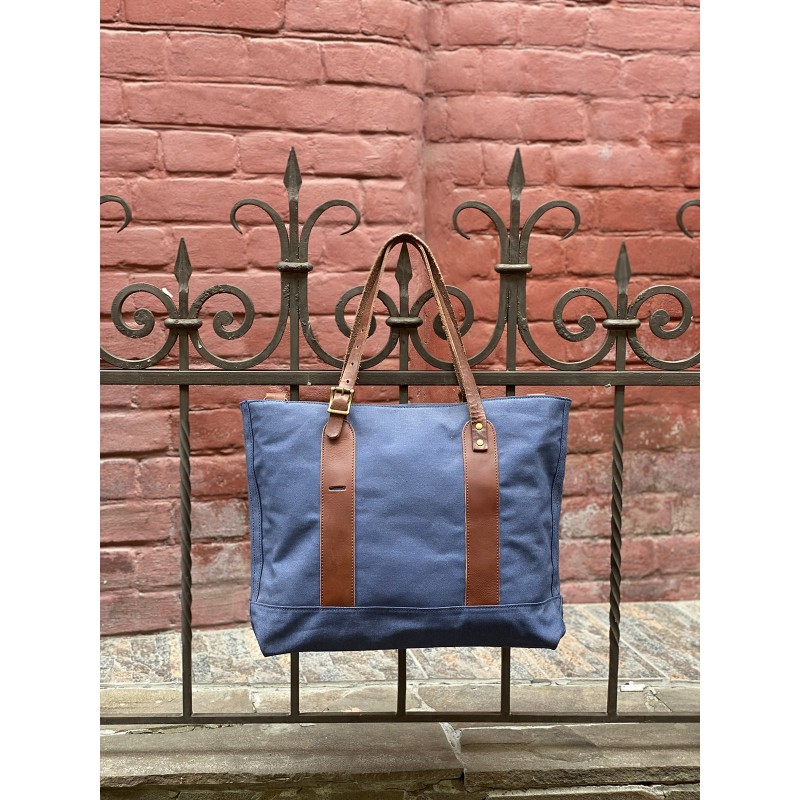 Женская городская сумка-тоут Carabo синяя - 3 фото