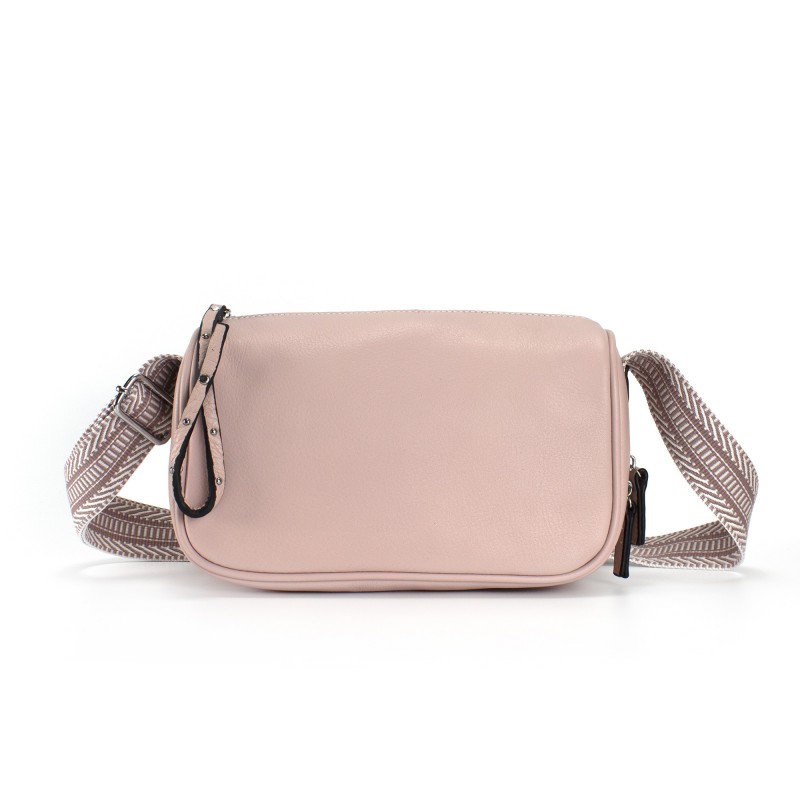 Женская кожаная сумка на плечо Diana светло-розовая пудра фото
