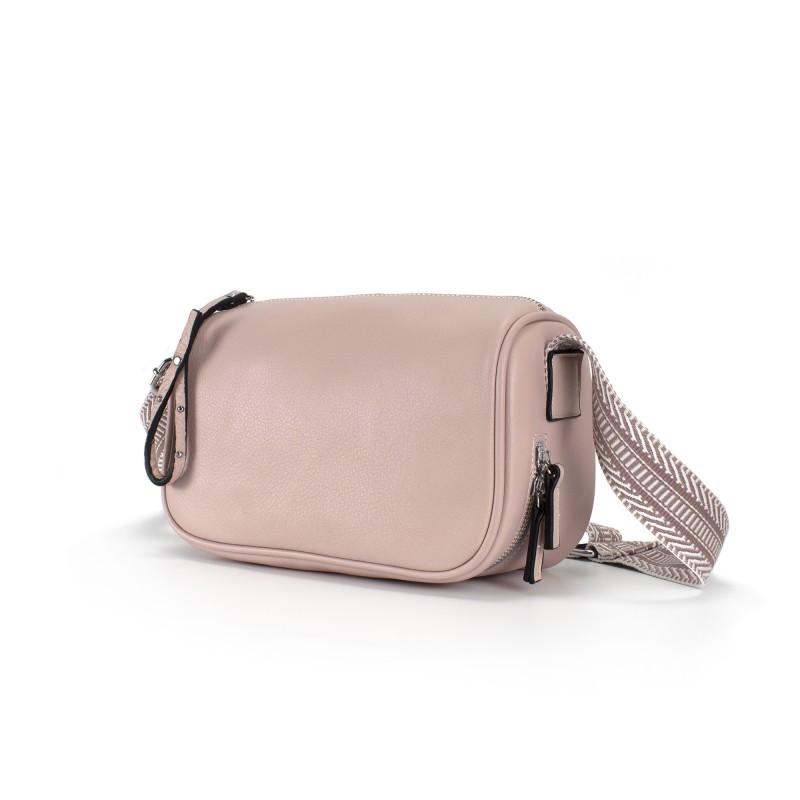Женская кожаная сумка на плечо Diana светло-розовая пудра - 1 фото