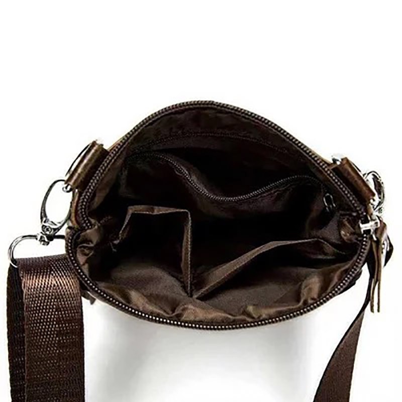 Мужская кожаная сумка-барсетка Wilson через плечо коричневая - 6 фото
