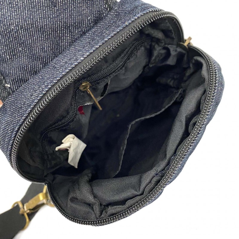 Мужская сумка слинг James джинсовая графит - 7 фото