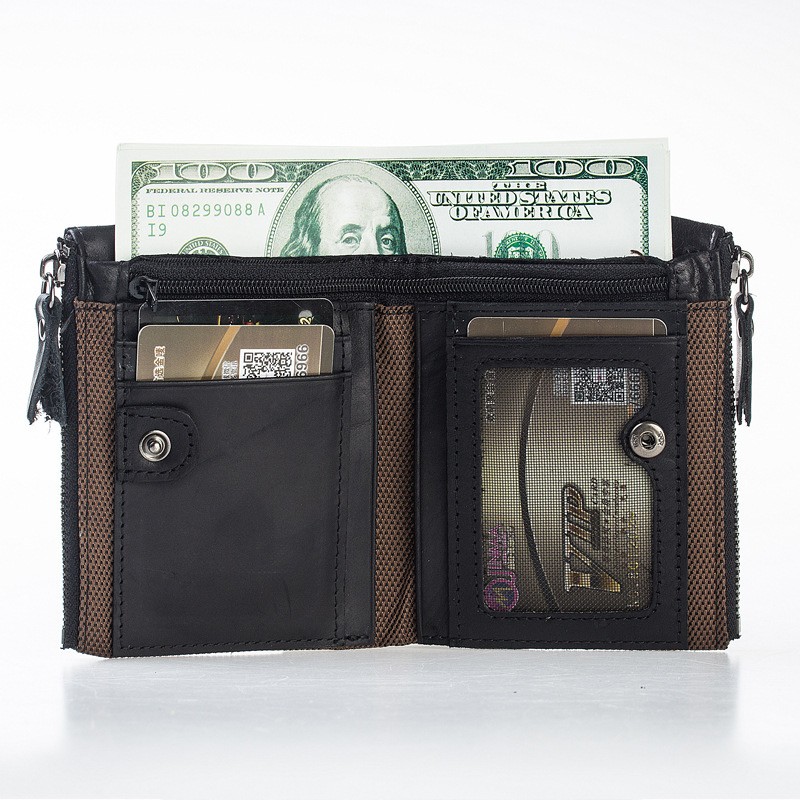 Чоловічий шкіряний гаманець Allen чорний - 7 фото
