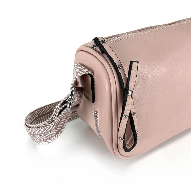 Женская кожаная сумка на плечо Diana светло-розовая пудра - 7 фото