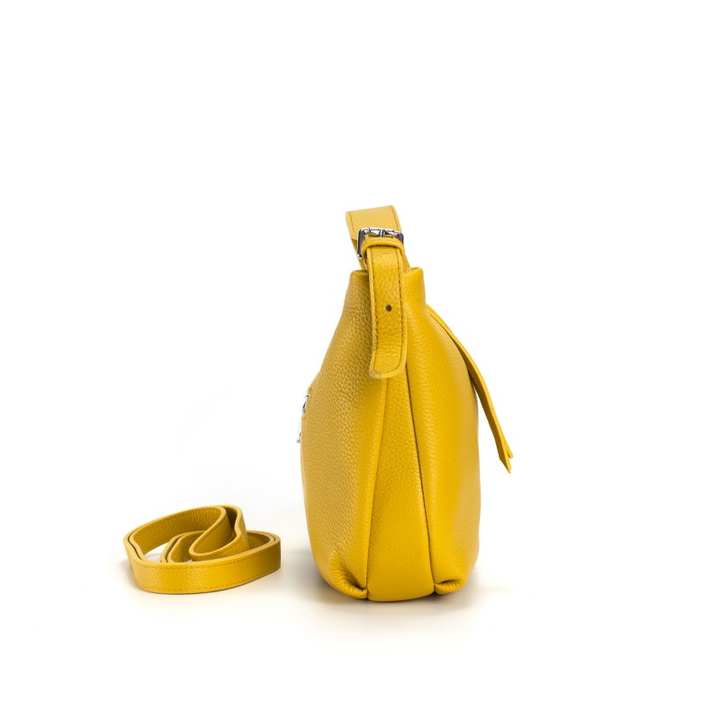 Жіноча шкіряна сумка хобо Monica жовта - 2 фото