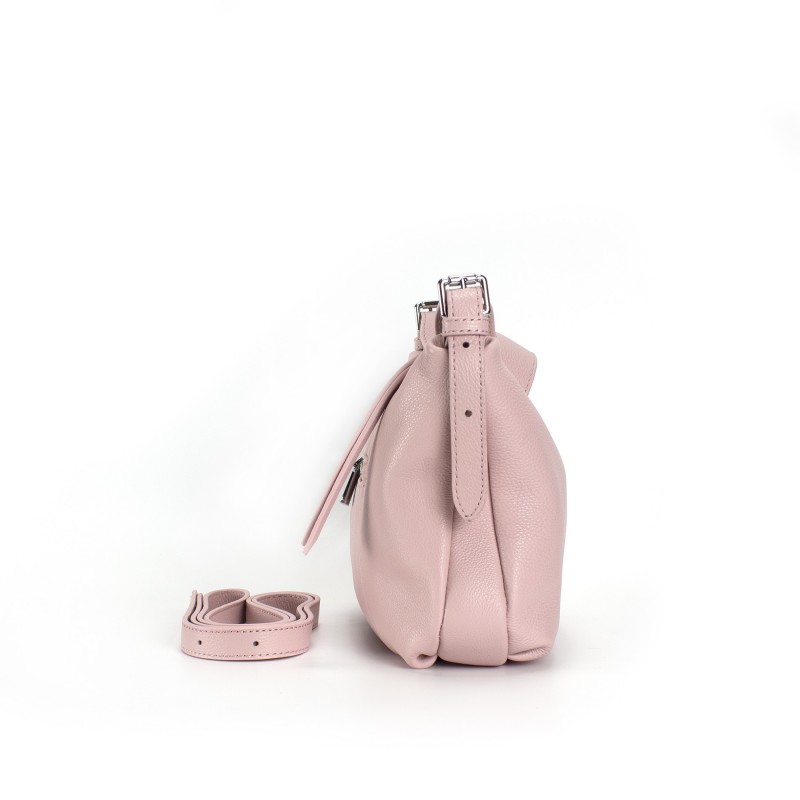 Жіноча шкіряна сумка хобо Monica рожева пудра - 1 фото