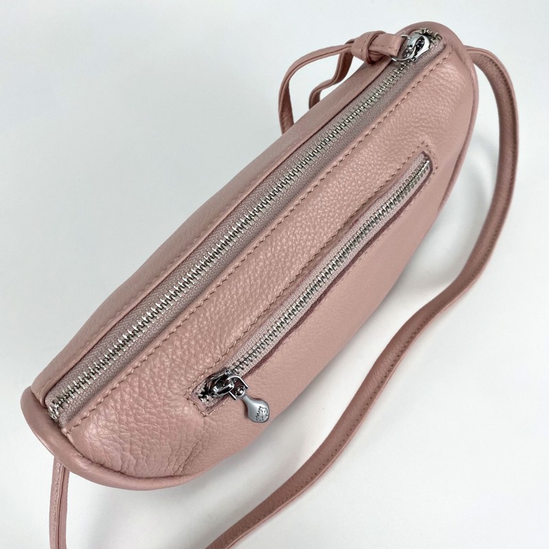 Женская кожаная сумка Rebecca розовая пудра - 6 фото