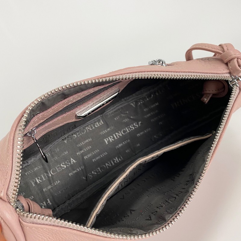 Женская кожаная сумка Rebecca розовая пудра - 7 фото