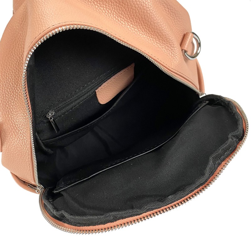 Жіночий рюкзак Jessica шкіряний персиковий - 11 фото