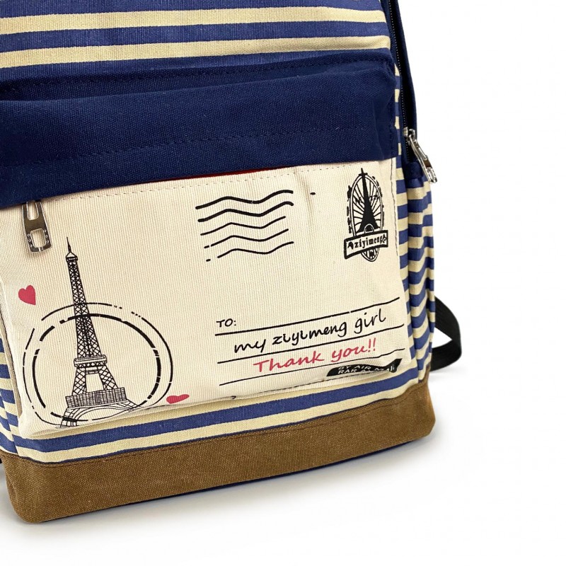 Женский рюкзак Paris синий с полосками - 4 фото
