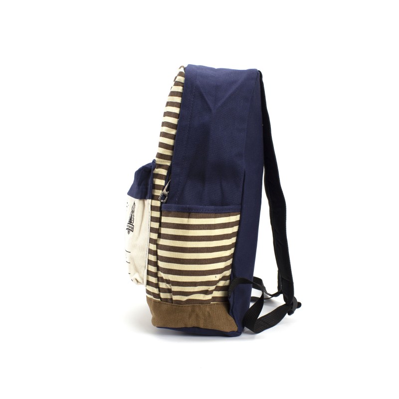 Женский рюкзак Paris синий с коричневыми полосками - 2 фото