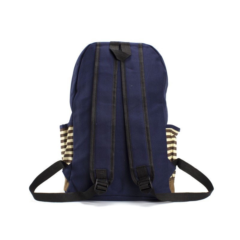 Жіночий рюкзак Paris синій з коричневими смужками - 3 фото