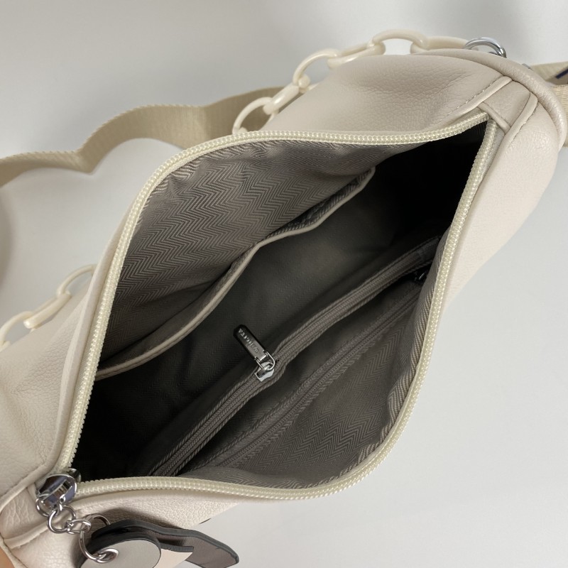 Жіноча сумка крос боді Pamela кремова - 8 фото