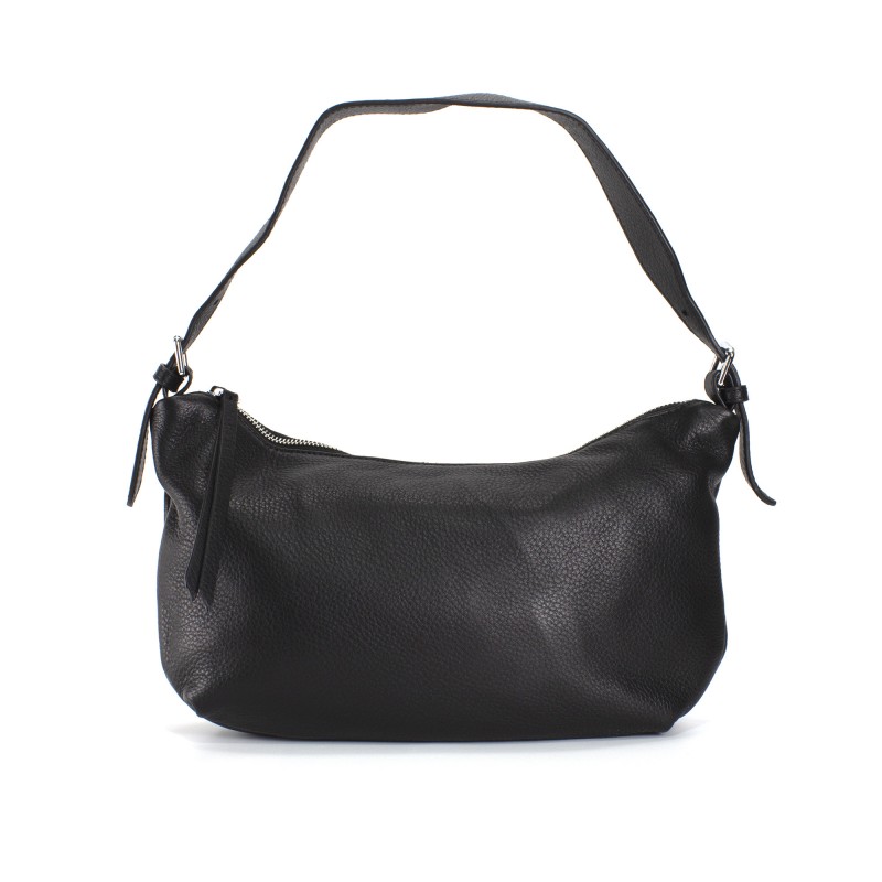 Женская кожаная сумка хобо Monica черная фото