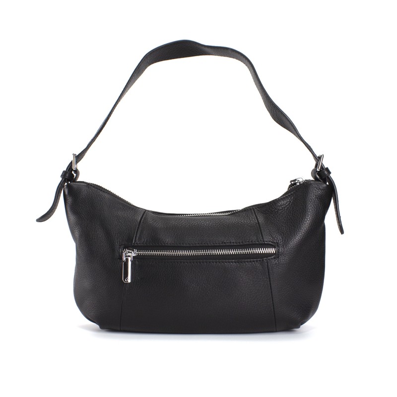 Женская кожаная сумка хобо Monica черная - 3 фото