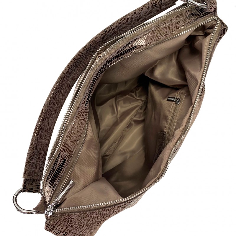 Женская кожаная сумка хобо Sandra лазерка кофе - 6 фото