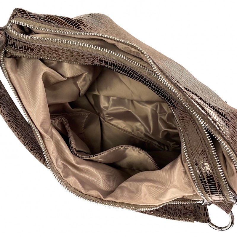Женская кожаная сумка хобо Sandra лазерка кофе - 7 фото