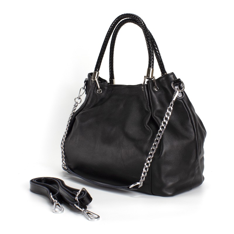 Женская кожаная сумка Brenda черная - 1 фото