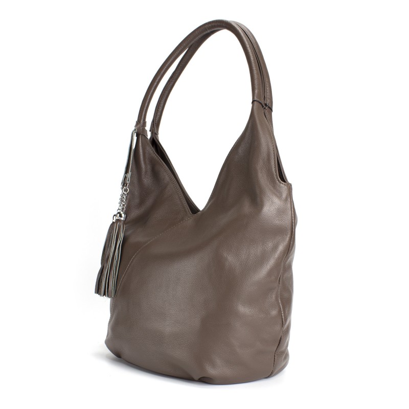 Женская кожаная сумка хобо Doris какао - 1 фото