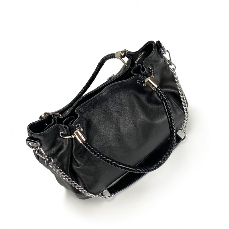 Жіноча шкіряна сумка Brenda чорна - 6 фото