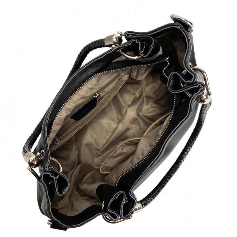 Женская кожаная сумка Brenda черная - 7 фото