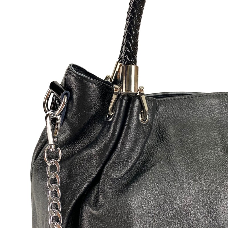 Жіноча шкіряна сумка Brenda чорна - 8 фото