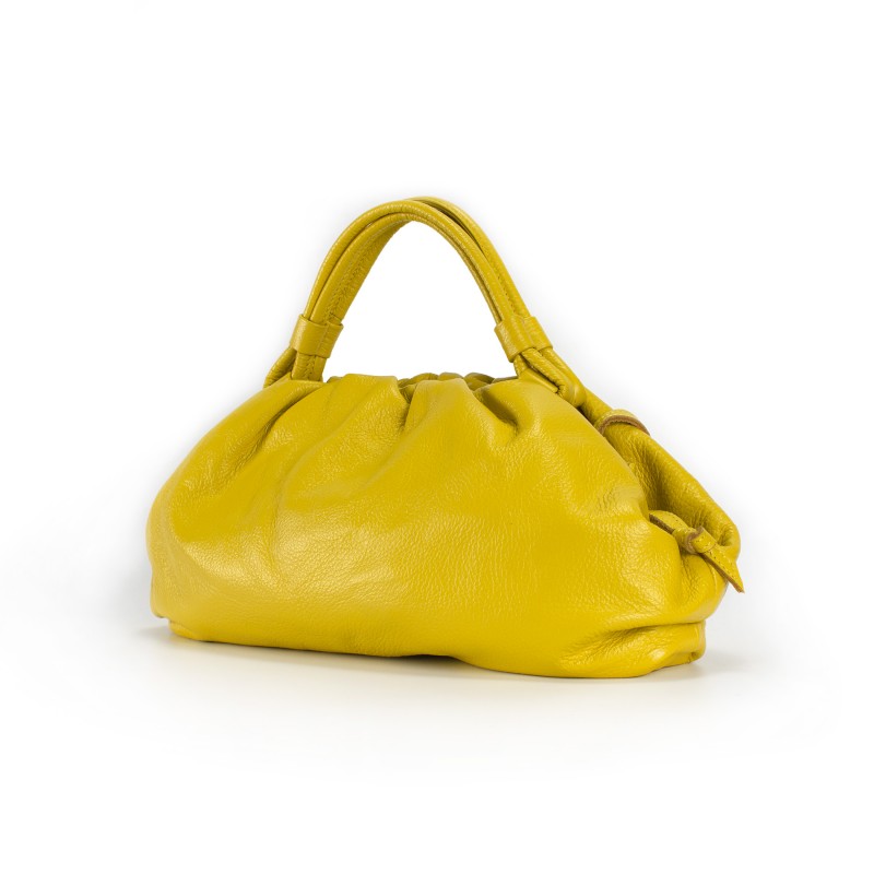 Женская кожаная сумка Amber желтая - 4 фото