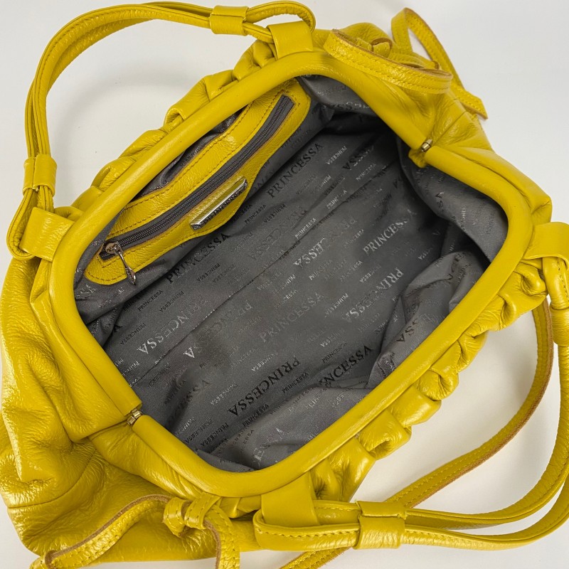 Женская кожаная сумка Amber желтая - 7 фото