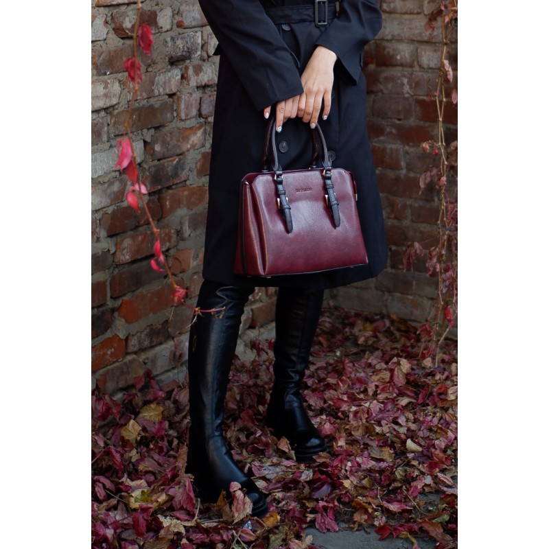 Женская классическая сумка Isa Paulina IP бордовая - 6 фото