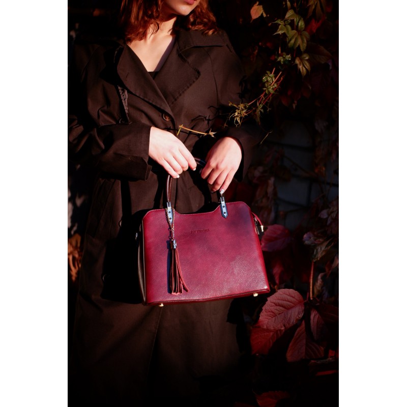 Женская классическая сумка Isa Paulina FS бордовая - 2 фото