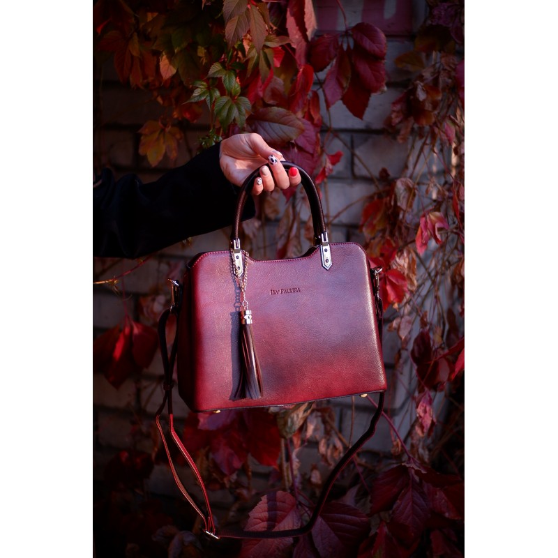 Женская классическая сумка Isa Paulina FS бордовая - 4 фото