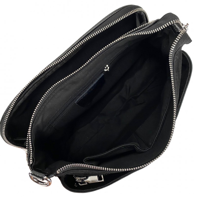 Женская кожаная сумка кросс боди Laurie черная - 9 фото