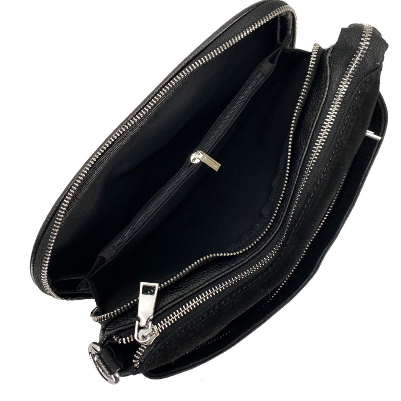 Женская кожаная сумка кросс боди Laurie черная - 10 фото