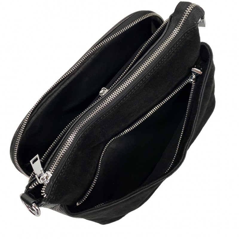 Женская кожаная сумка кросс боди Laurie черная - 11 фото