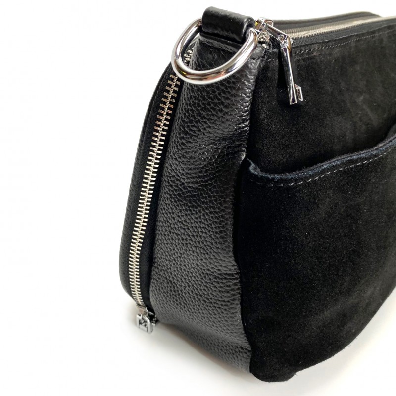 Женская кожаная сумка кросс боди Laurie черная - 12 фото
