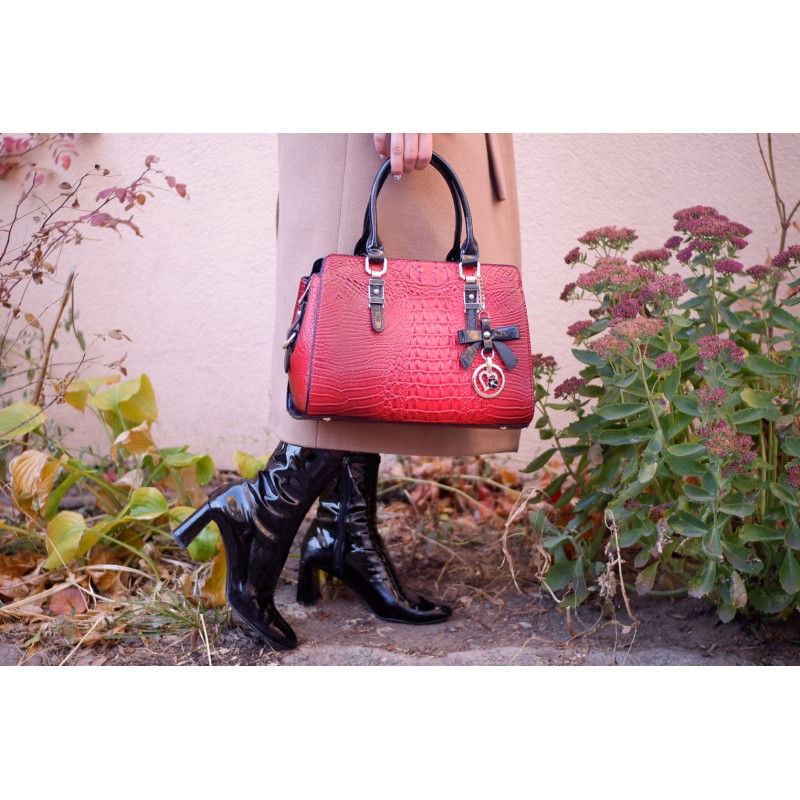 Женская классическая сумка Margo красная - 5 фото