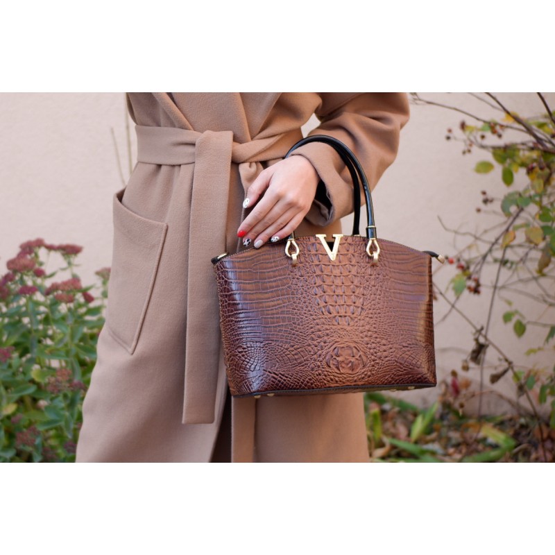 Женская классическая сумка Inessa коричневая - 3 фото