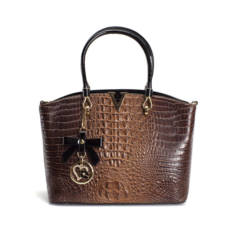 Женская классическая сумка Inessa коричневая - 6 фото