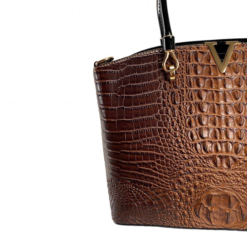 Женская классическая сумка Inessa коричневая - 7 фото