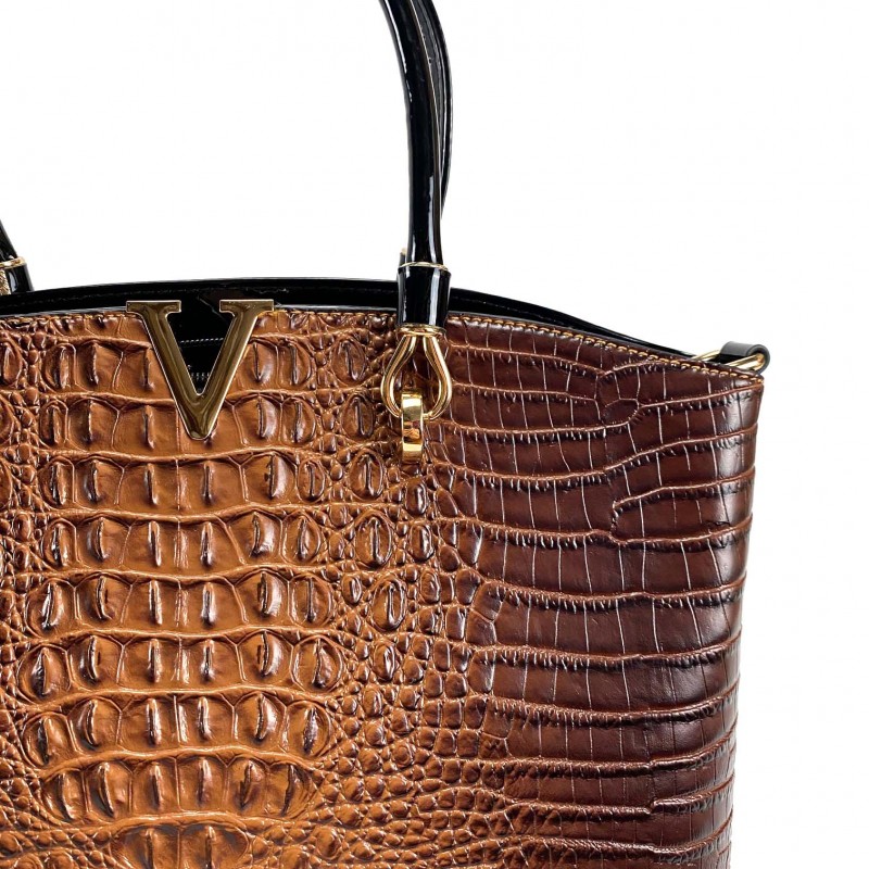 Женская классическая сумка Inessa коричневая - 8 фото