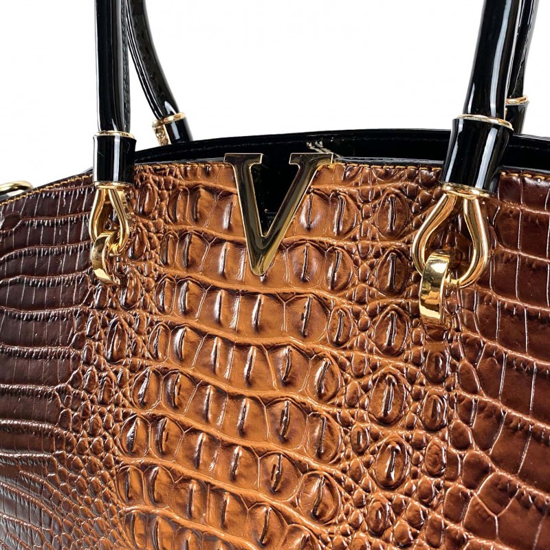 Женская классическая сумка Inessa коричневая - 9 фото