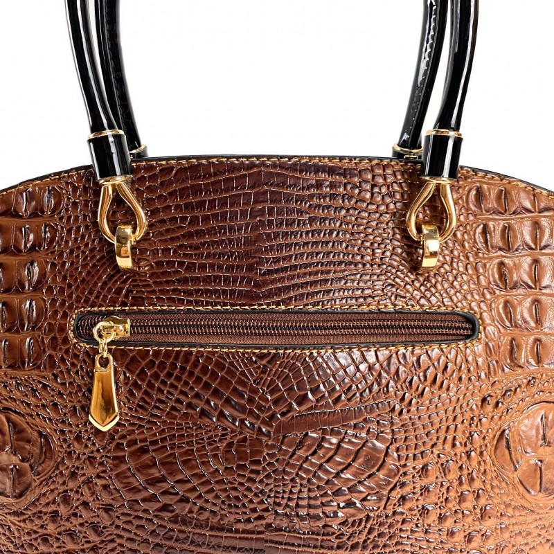 Женская классическая сумка Inessa коричневая - 14 фото
