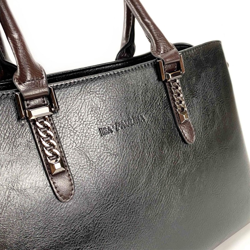 Женская классическая сумка Isa Paulina SE черная - 9 фото