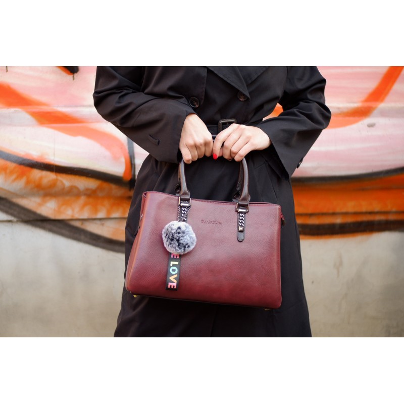 Женская классическая сумка Isa Paulina SE бордовая - 3 фото