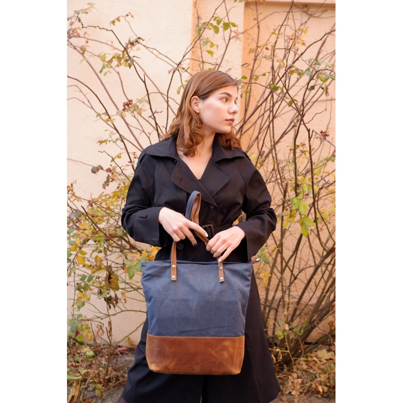 Женская городская сумка-тоут Voyage синяя - 4 фото