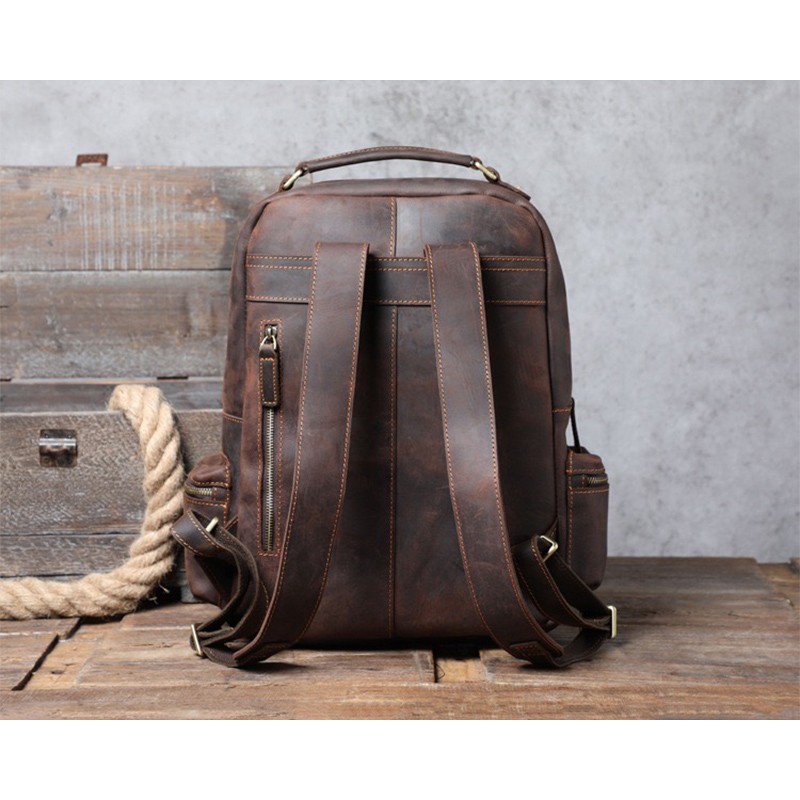 Чоловічий шкіряний рюкзак William темно-коричневий - 2 фото