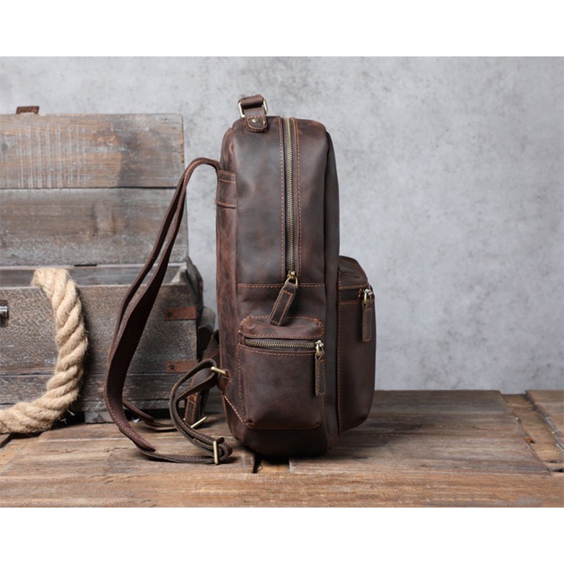 Чоловічий шкіряний рюкзак William темно-коричневий - 3 фото