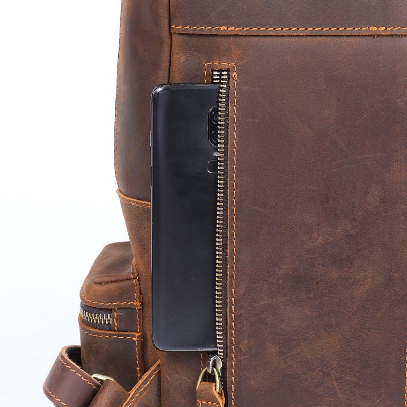 Чоловічий шкіряний рюкзак William темно-коричневий - 8 фото