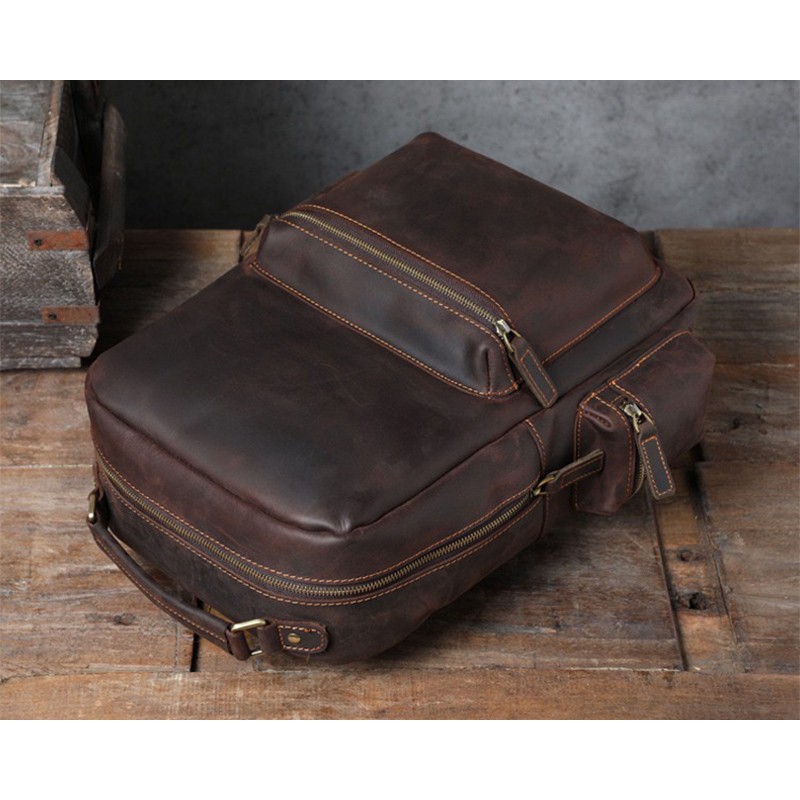 Чоловічий шкіряний рюкзак William темно-коричневий - 11 фото