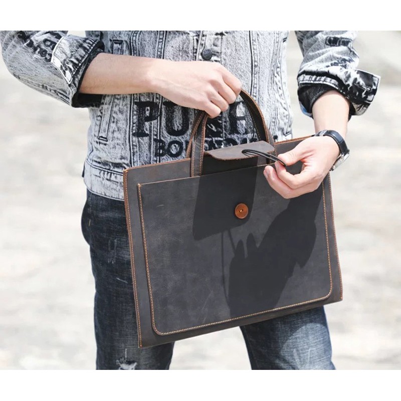 Мужская кожаная сумка для ноутбука Walter темно-коричневая - 4 фото